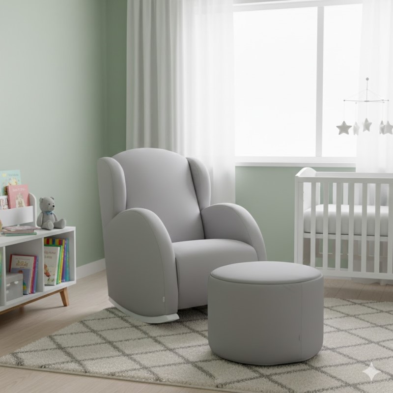 Dojčiace hojdacie kreslo Micuna Flor Slow System – Šedá eko koža